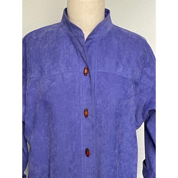 Vintage Anjac Jack Needleman Purple Midi Dress Wood Buttons - Picture 4 of 9